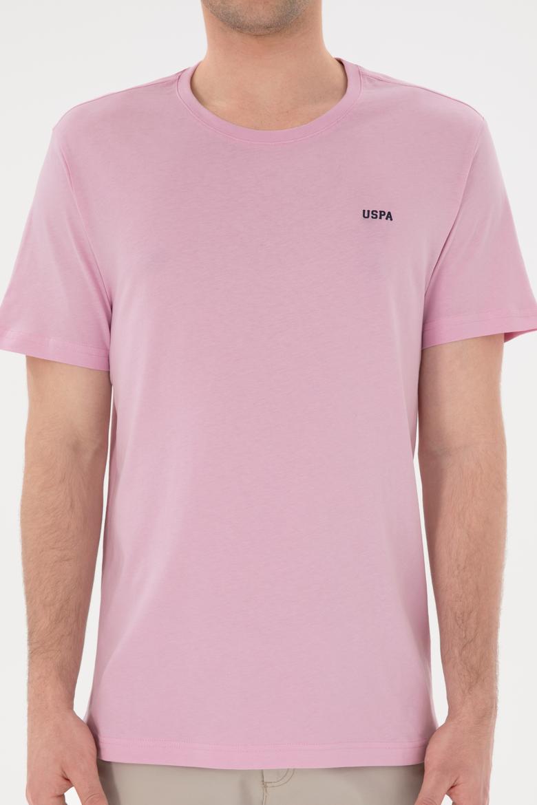 Erkek Regular Fit Bisiklet Yaka Pembe Basic Tişört - 50284640179