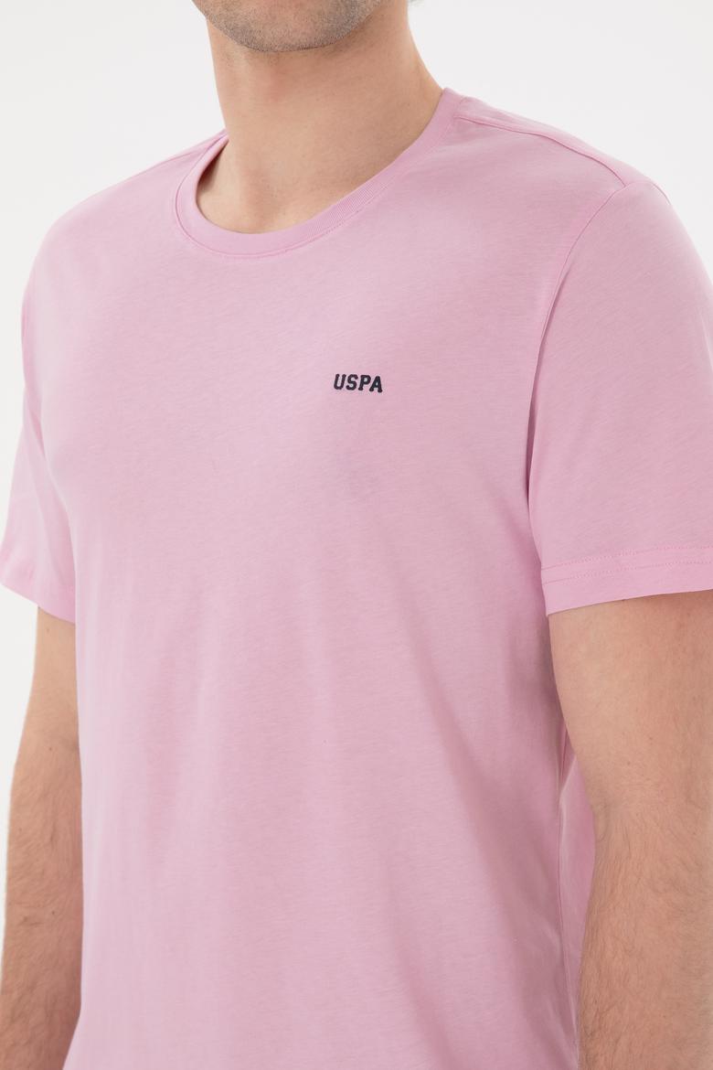 Erkek Regular Fit Bisiklet Yaka Pembe Basic Tişört - 50284640179