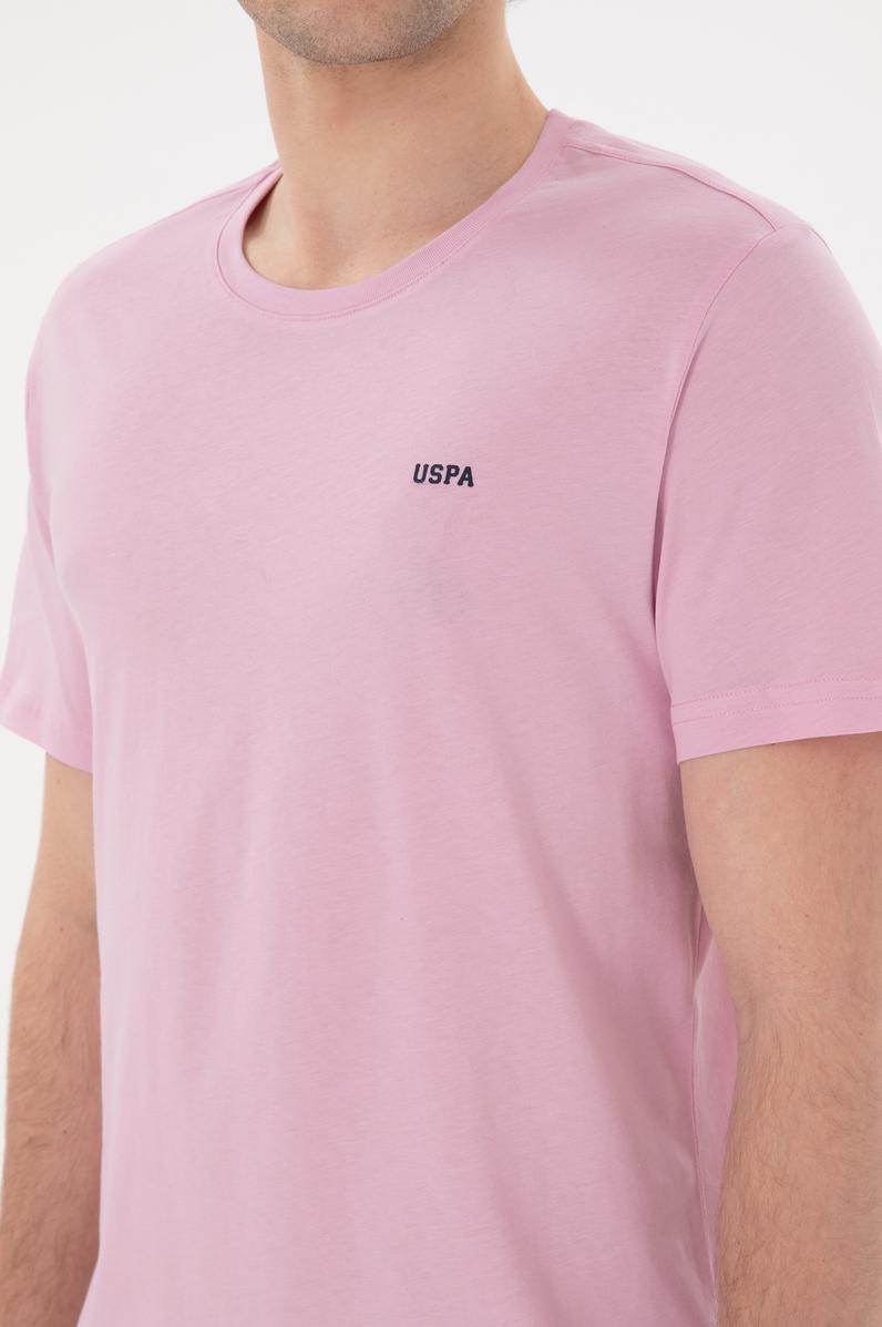 Erkek Regular Fit Bisiklet Yaka Pembe Basic Tişört