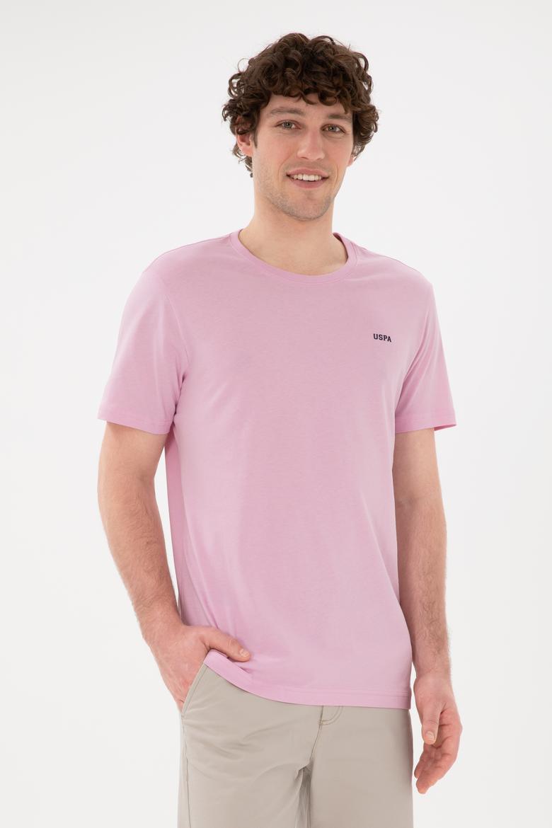 Erkek Regular Fit Bisiklet Yaka Pembe Basic Tişört - 50284640179