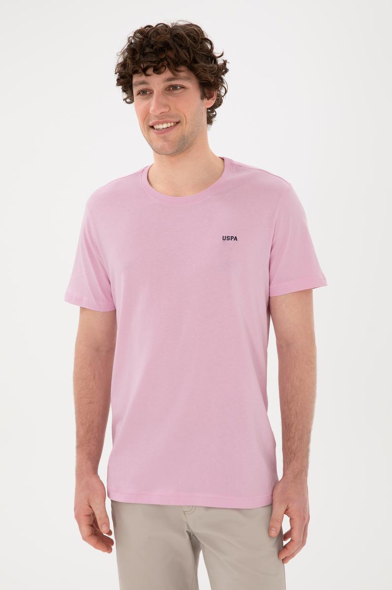 Erkek Regular Fit Bisiklet Yaka Pembe Basic Tişört