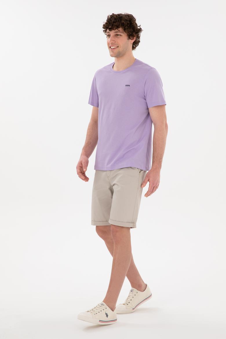 Erkek Regular Fit Bisiklet Yaka Lila Basic Tişört - 50284640181