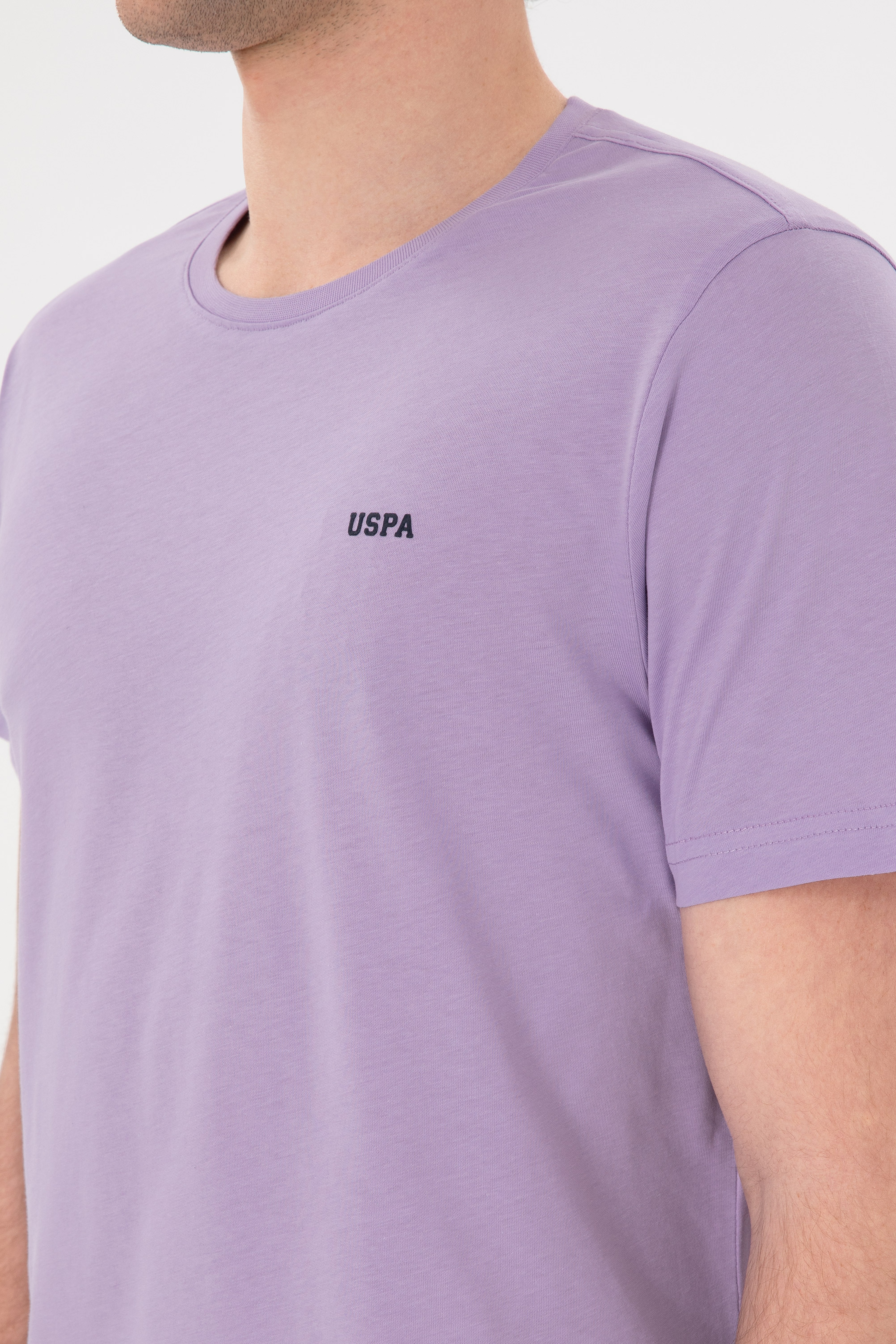 Erkek Regular Fit Bisiklet Yaka Lila Basic Tişört - Image 7