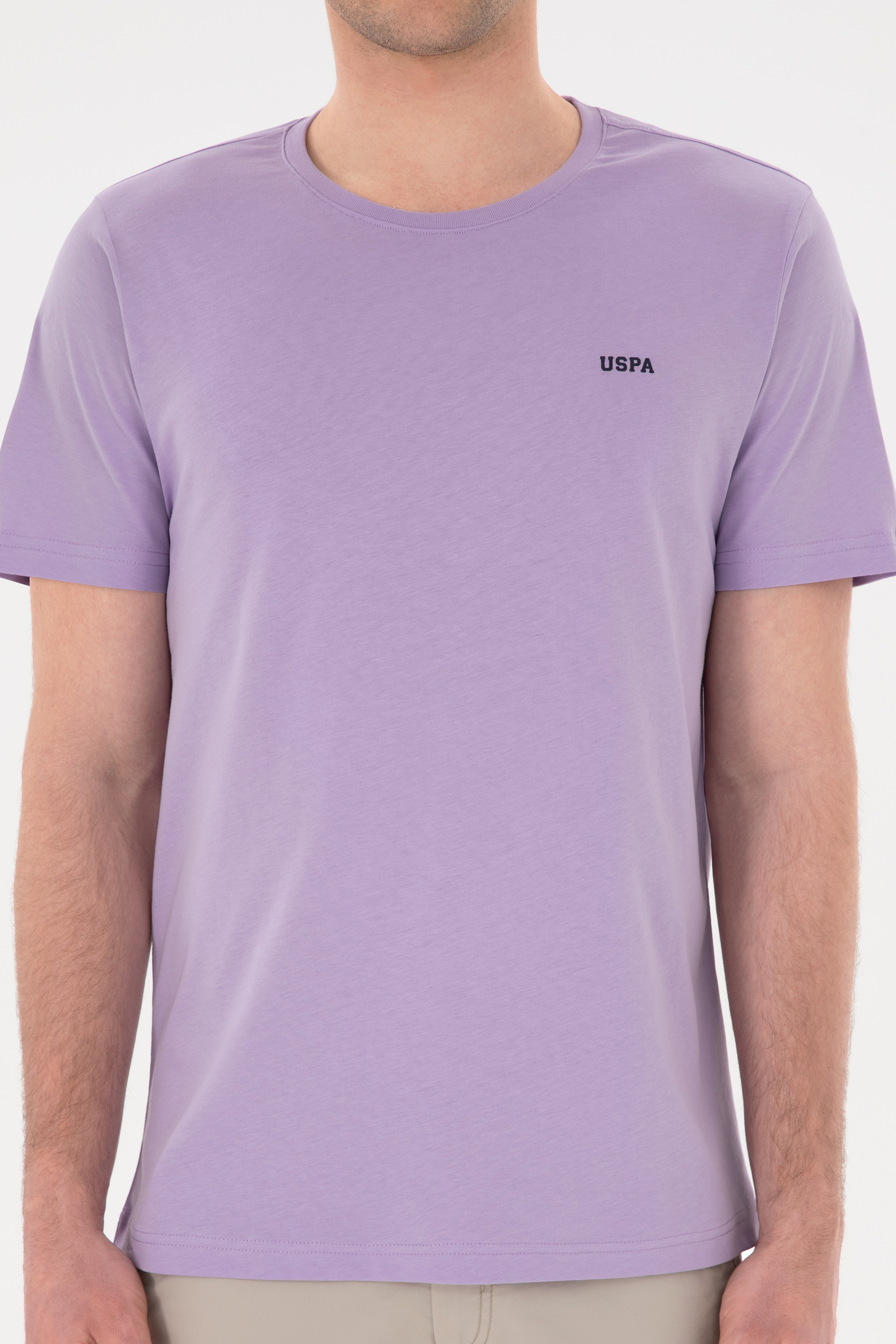 Erkek Regular Fit Bisiklet Yaka Lila Basic Tişört - Image 6