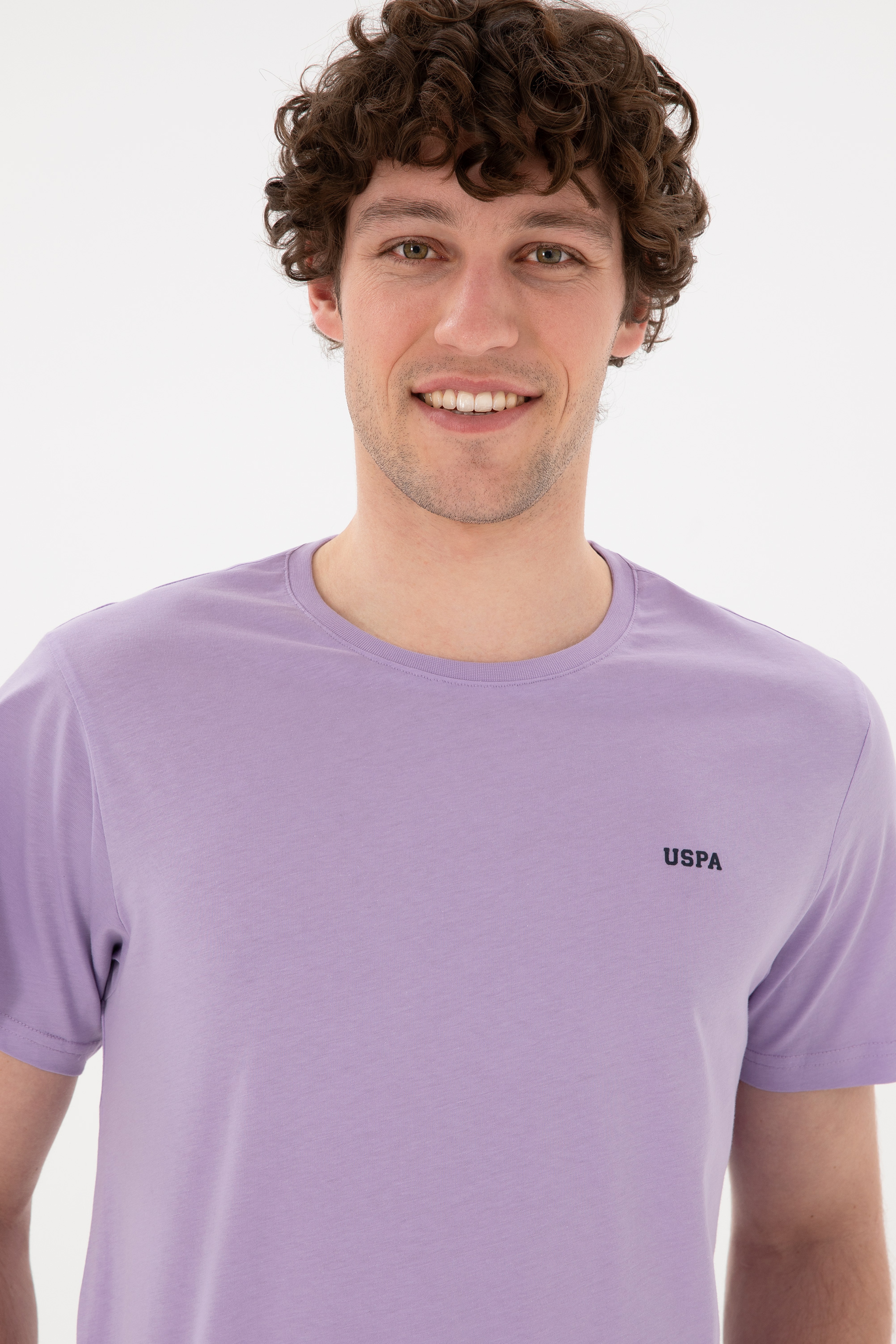 Erkek Regular Fit Bisiklet Yaka Lila Basic Tişört