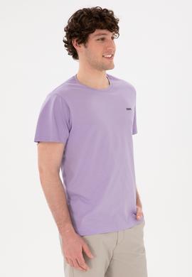 Erkek Regular Fit Bisiklet Yaka Lila Basic Tişört - 50284640181