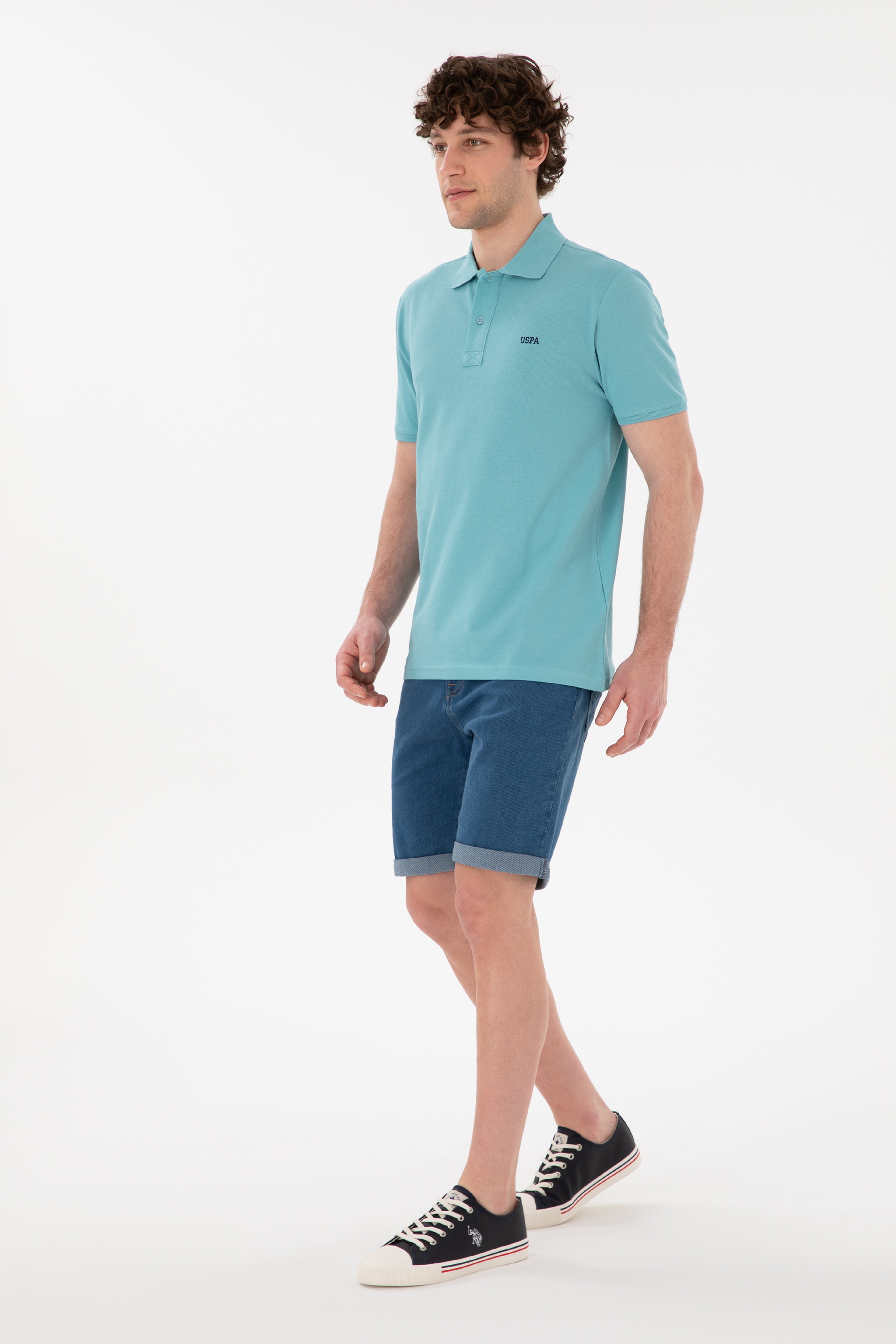 Erkek Regular Fit Polo Yaka Mint Basic Tişört - Image 4