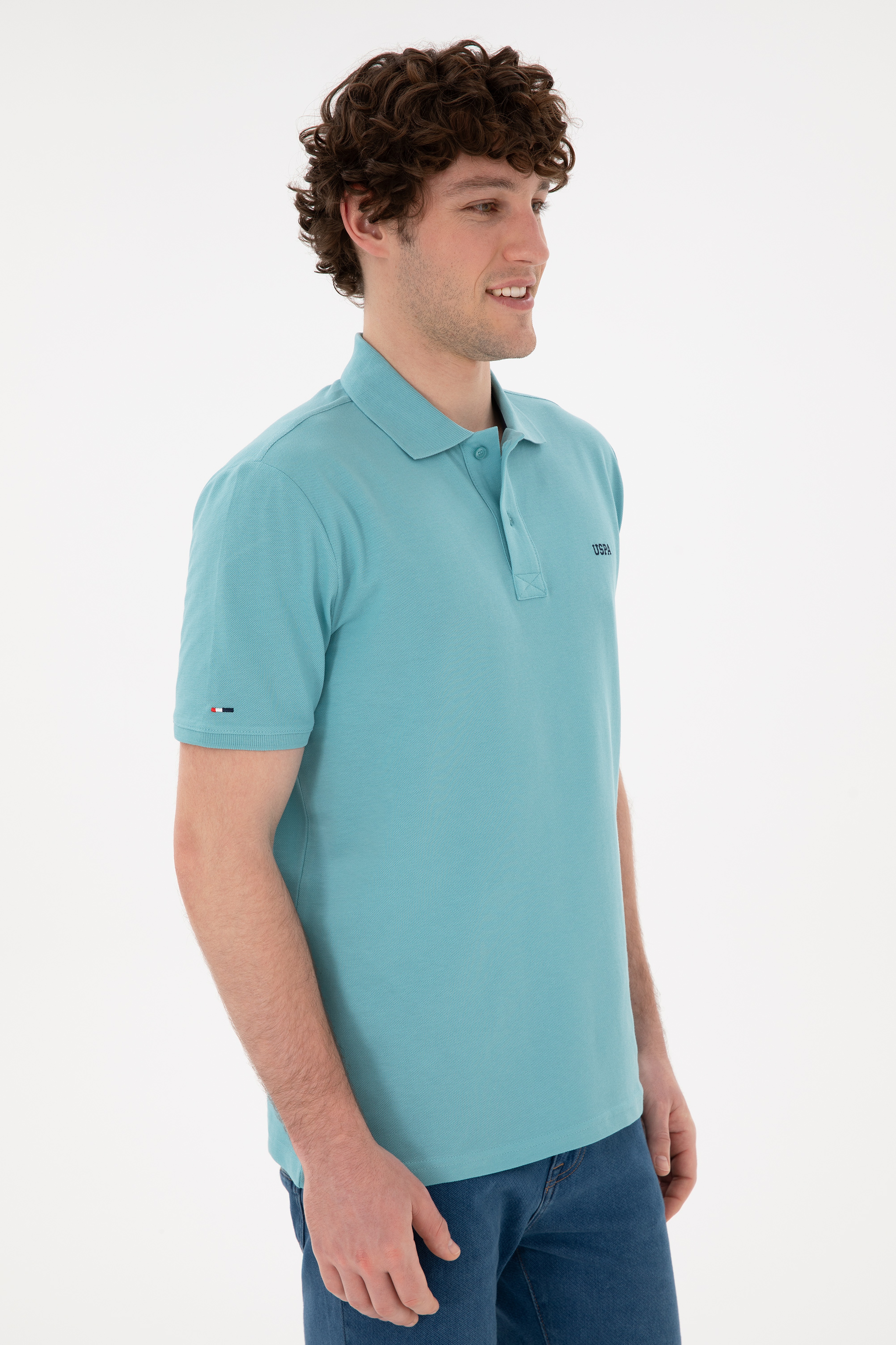 Erkek Regular Fit Polo Yaka Mint Basic Tişört - Image 2