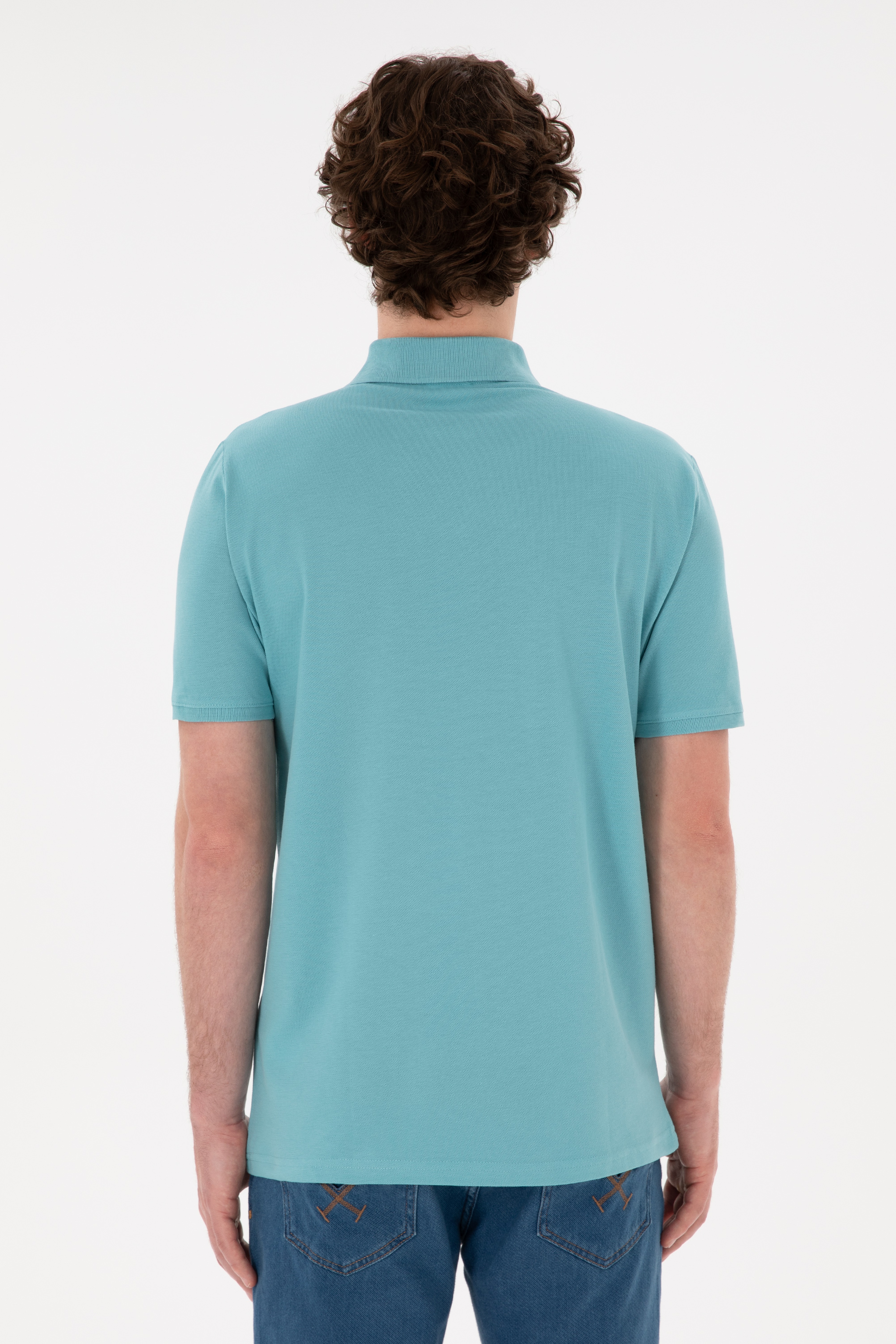 Erkek Regular Fit Polo Yaka Mint Basic Tişört - Image 5