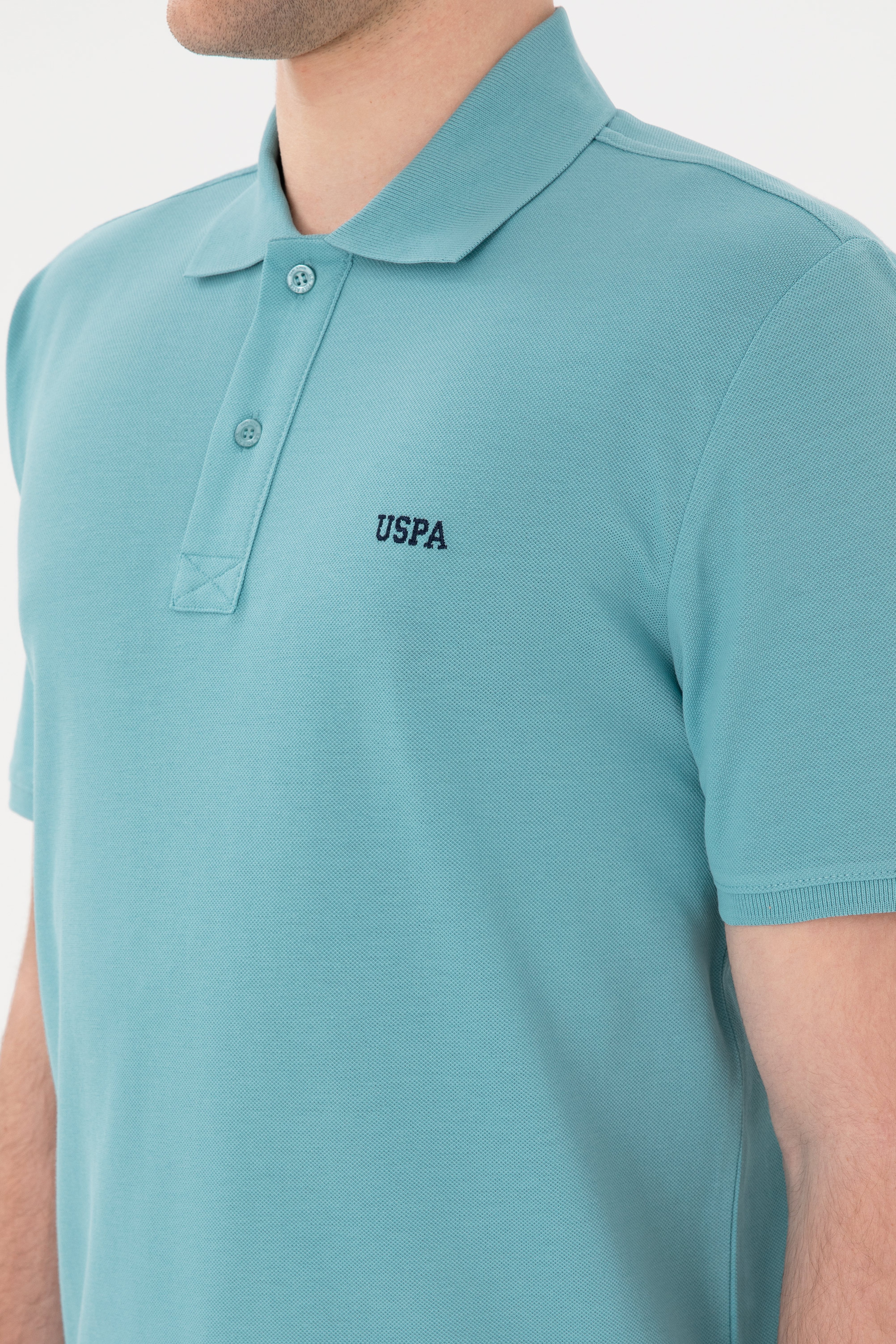 Erkek Regular Fit Polo Yaka Mint Basic Tişört - Image 7