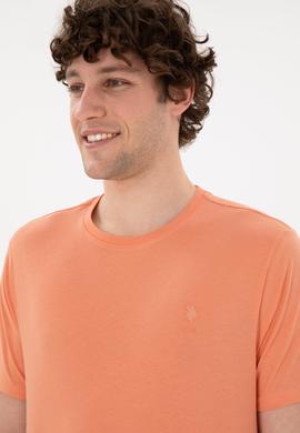 Erkek Regular Fit Bisiklet Yaka Somon Basic Tişört - 50294224097