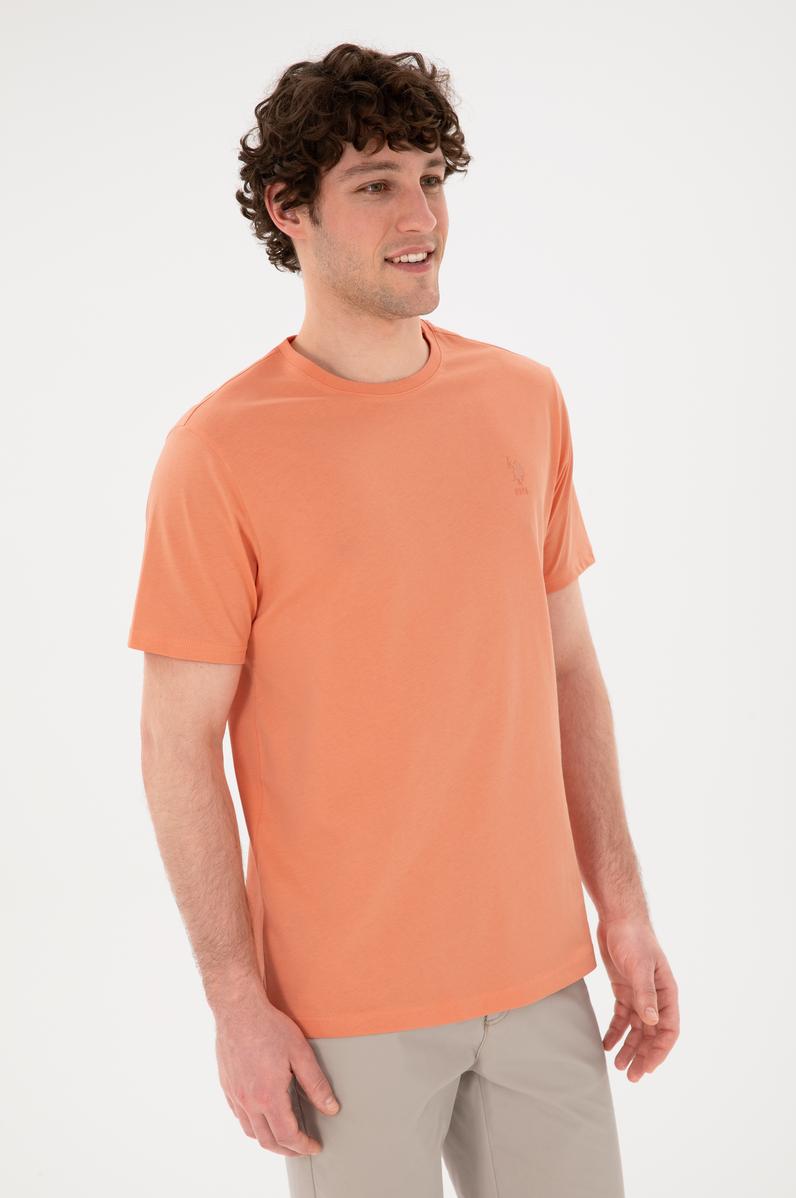 Erkek Regular Fit Bisiklet Yaka Somon Basic Tişört