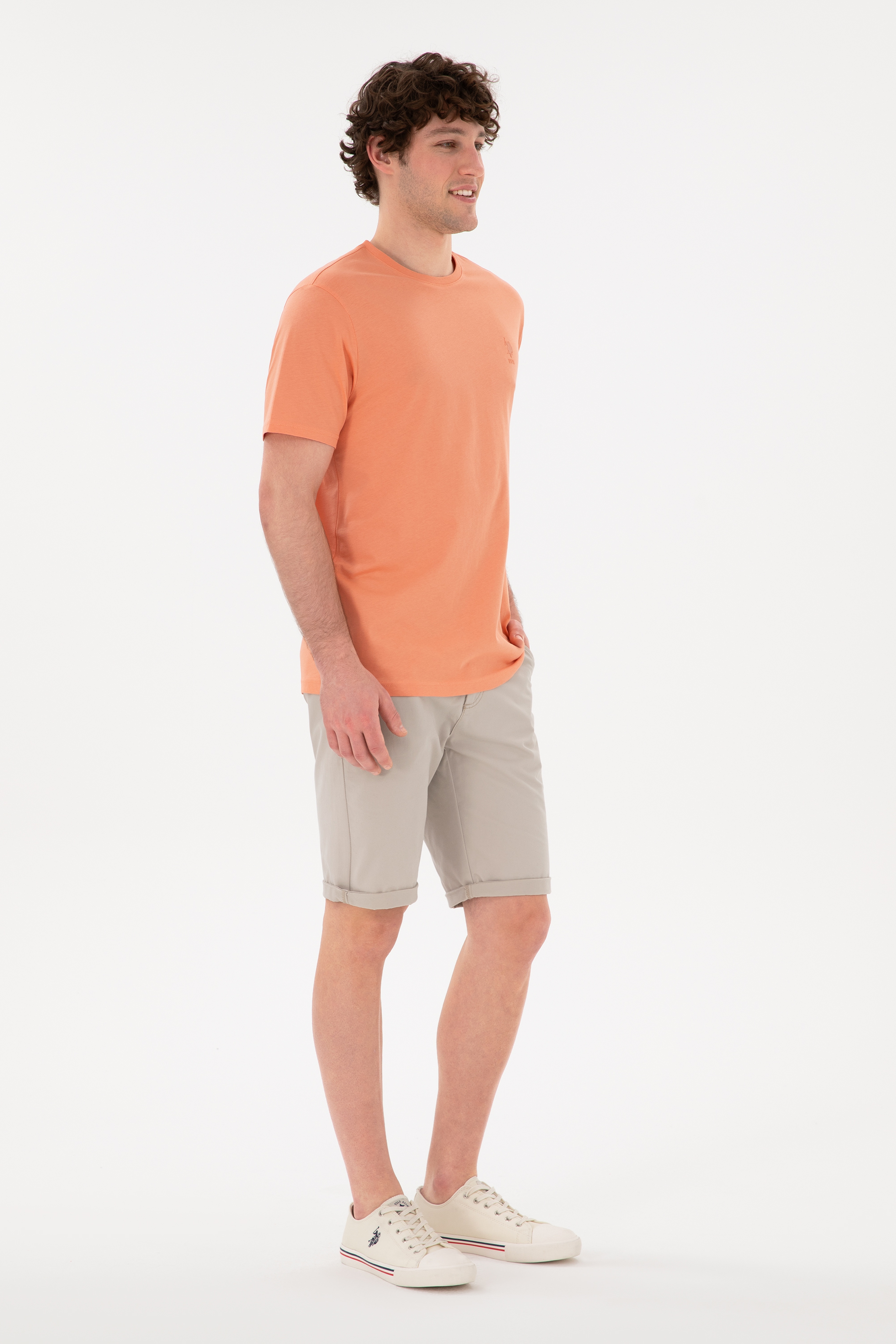 Erkek Regular Fit Bisiklet Yaka Somon Basic Tişört - Image 4