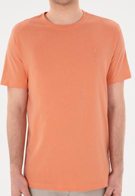 Erkek Regular Fit Bisiklet Yaka Somon Basic Tişört - 50294224097