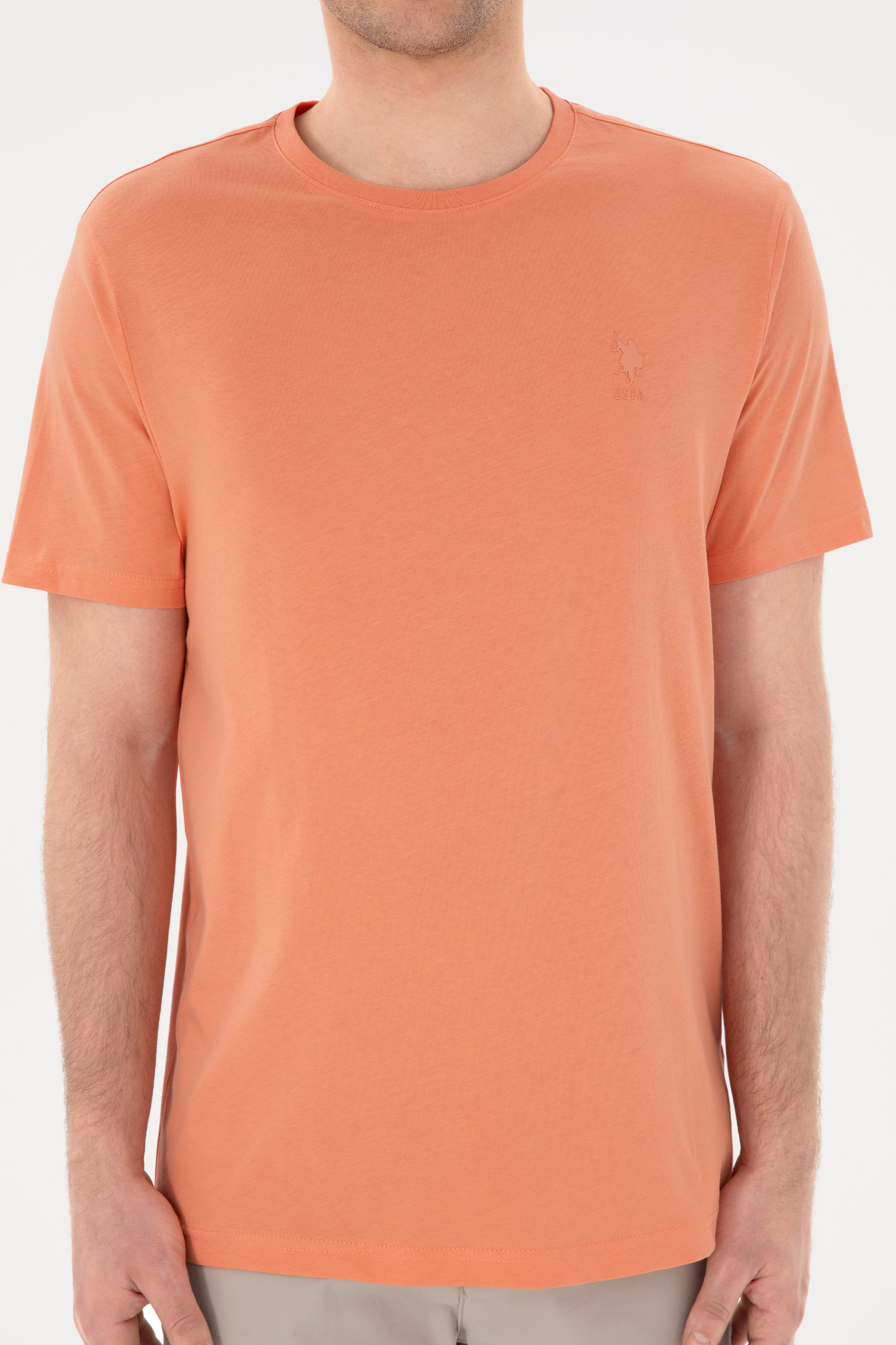 Erkek Regular Fit Bisiklet Yaka Somon Basic Tişört