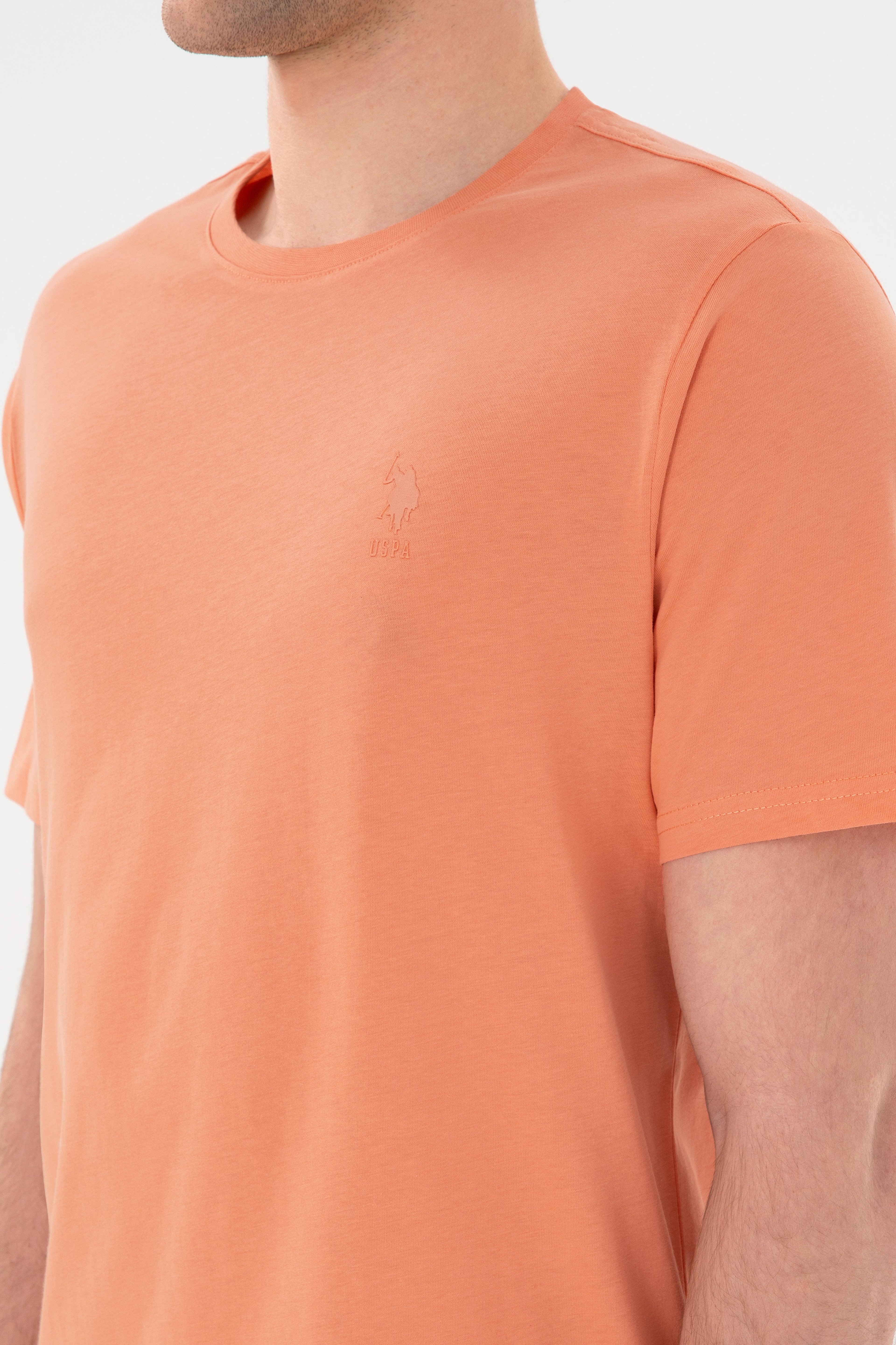 Erkek Regular Fit Bisiklet Yaka Somon Basic Tişört - Image 7