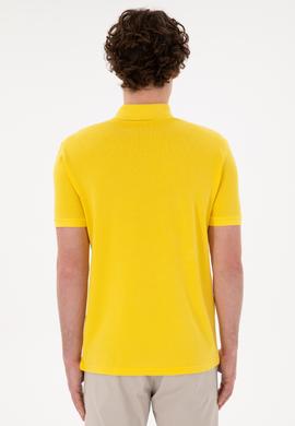 Erkek Slim Fit Polo Yaka Sarı Basic Tişört - 50294207027