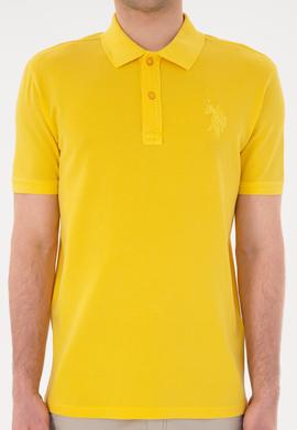 Erkek Slim Fit Polo Yaka Sarı Basic Tişört - 50294207027