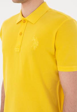 Erkek Slim Fit Polo Yaka Sarı Basic Tişört - 50294207027