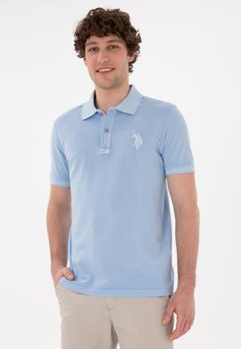 Erkek Slim Fit Polo Yaka Açık Mavi Basic Tişört - 50294207007