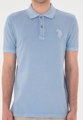 Erkek Slim Fit Polo Yaka Açık Mavi Basic Tişört - 50294207007
