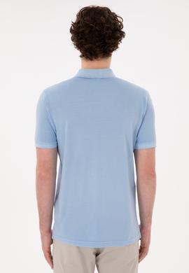 Erkek Slim Fit Polo Yaka Açık Mavi Basic Tişört - 50294207007