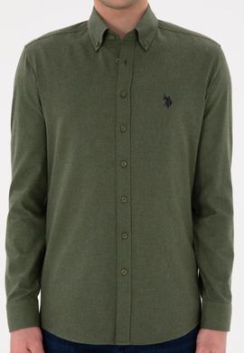 Erkek Haki Uzun Kollu Basic Gömlek - 50296757112