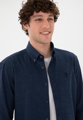 Erkek Lacivert Uzun Kollu Basic Gömlek - 50296757090