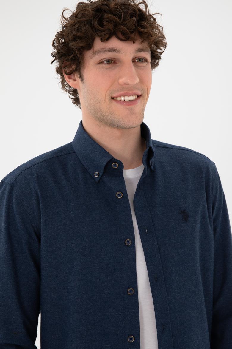 Erkek Lacivert Uzun Kollu Basic Gömlek - 50296757090