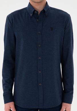 Erkek Lacivert Uzun Kollu Basic Gömlek - 50296757090