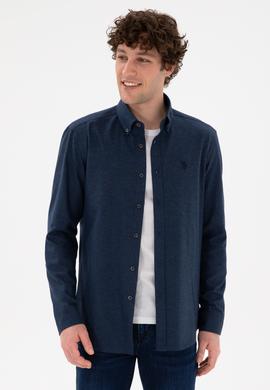 Erkek Lacivert Uzun Kollu Basic Gömlek - 50296757090