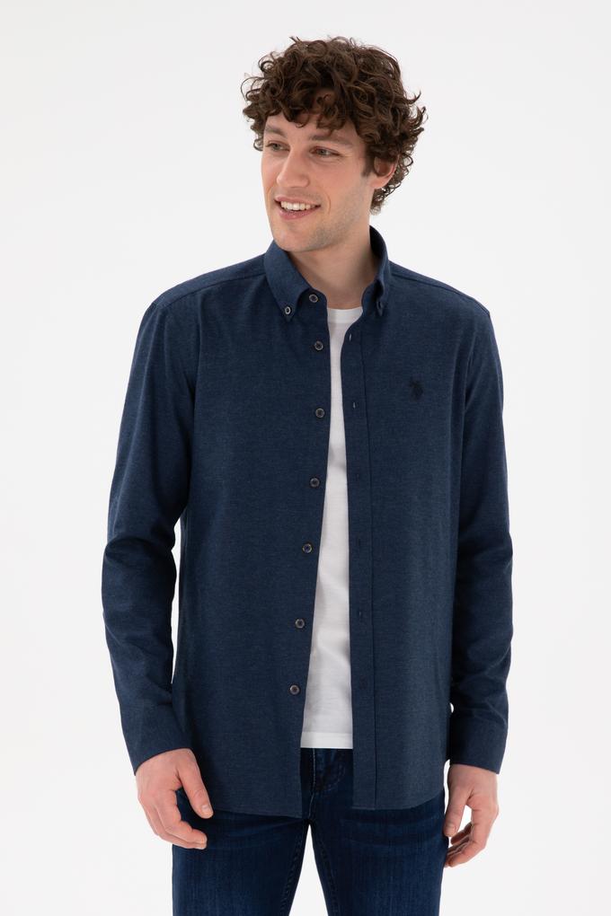 Erkek Lacivert Uzun Kollu Basic Gömlek