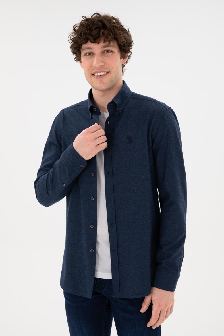 Erkek Lacivert Uzun Kollu Basic Gömlek - 50296757090