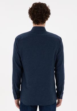 Erkek Lacivert Uzun Kollu Basic Gömlek - 50296757090