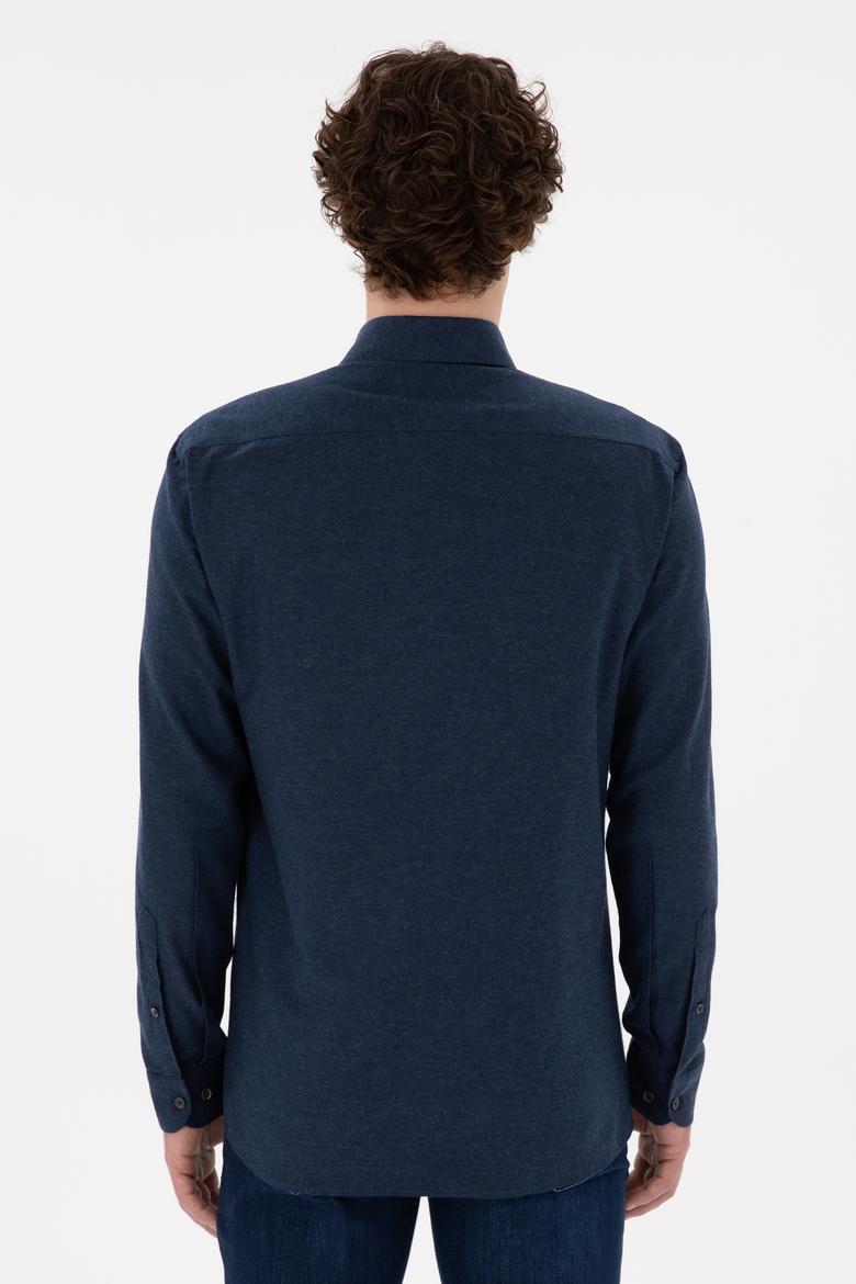 Erkek Lacivert Uzun Kollu Basic Gömlek - 50296757090