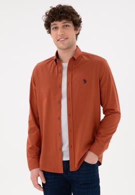 Erkek Kiremit Uzun Kollu Basic Gömlek - 50296757125