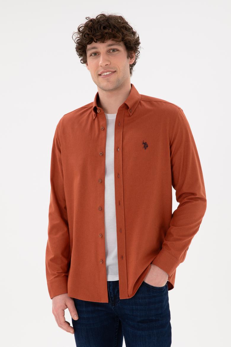 Erkek Kiremit Uzun Kollu Basic Gömlek - 50296757125