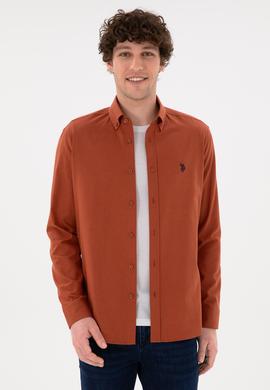 Erkek Kiremit Uzun Kollu Basic Gömlek - 50296757125