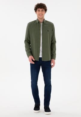 Erkek Haki Uzun Kollu Basic Gömlek - 50296757112