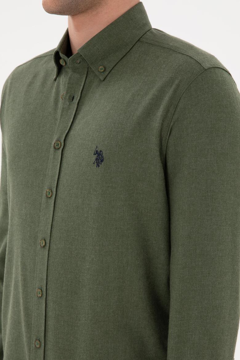 Erkek Haki Uzun Kollu Basic Gömlek - 50296757112