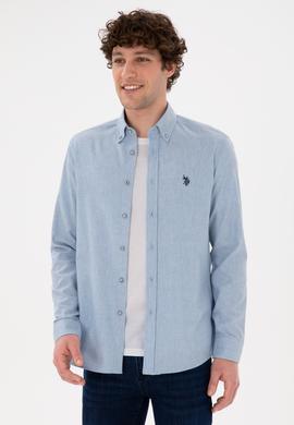 Erkek Açık Mavi Uzun Kollu Basic Gömlek - 50296757046