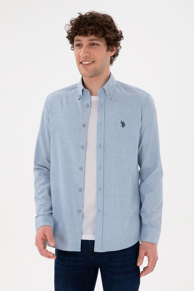 Erkek Açık Mavi Uzun Kollu Basic Gömlek