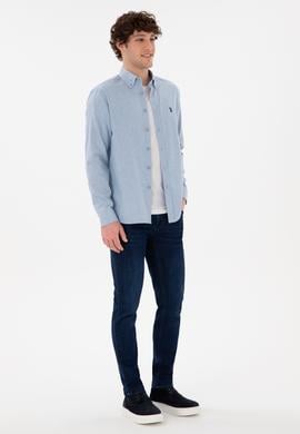 Erkek Açık Mavi Uzun Kollu Basic Gömlek - 50296757046