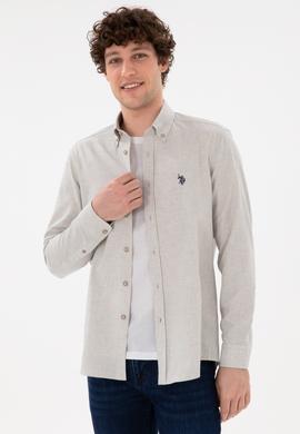 Erkek Bej Uzun Kollu Basic Gömlek - 50296757001