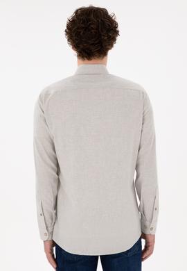 Erkek Bej Uzun Kollu Basic Gömlek - 50296757001