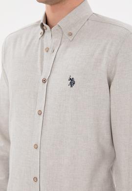 Erkek Bej Uzun Kollu Basic Gömlek - 50296757001