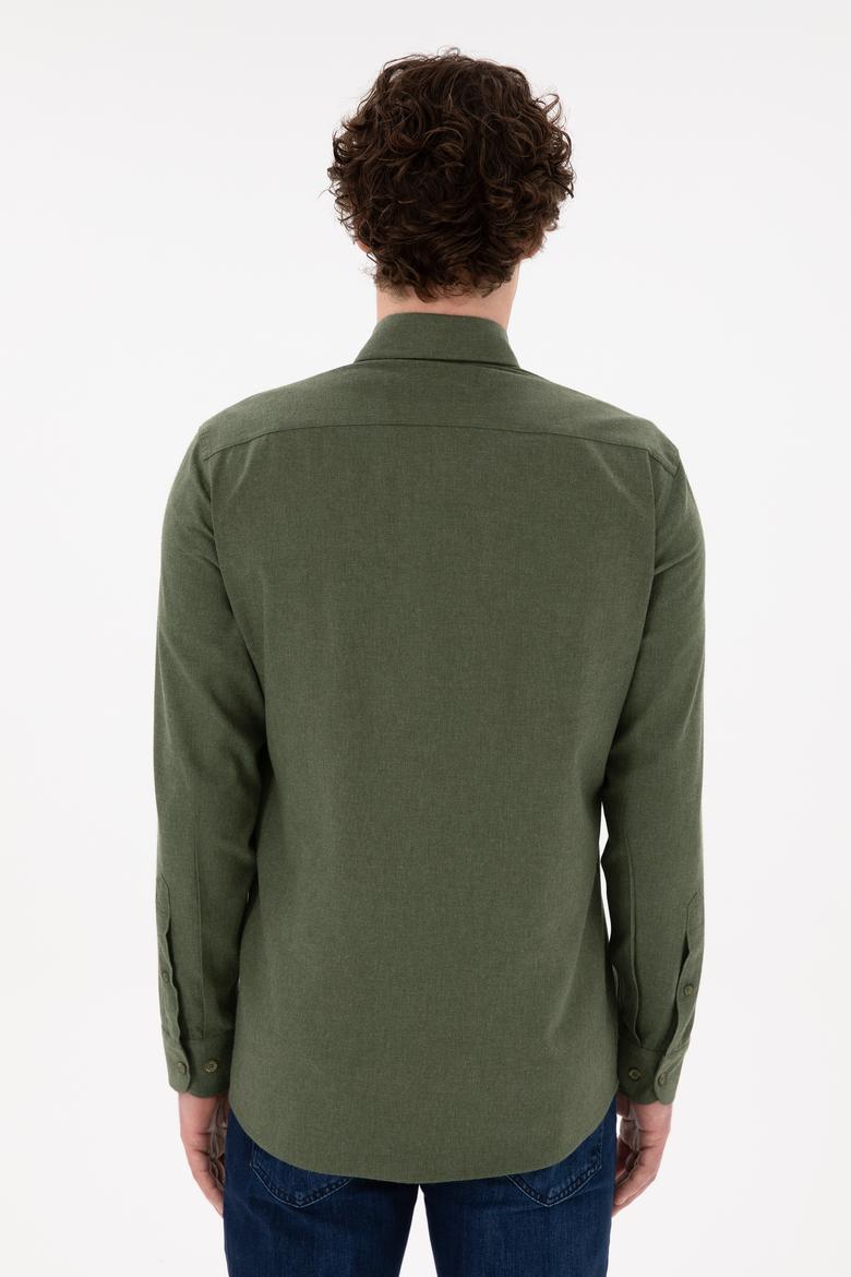 Erkek Haki Uzun Kollu Basic Gömlek - 50296757112