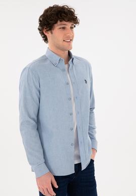 Erkek Açık Mavi Uzun Kollu Basic Gömlek - 50296757046