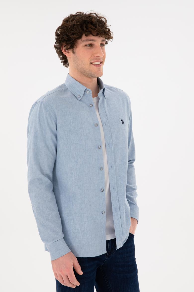 Erkek Açık Mavi Uzun Kollu Basic Gömlek - 50296757046
