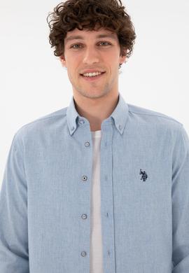 Erkek Açık Mavi Uzun Kollu Basic Gömlek - 50296757046